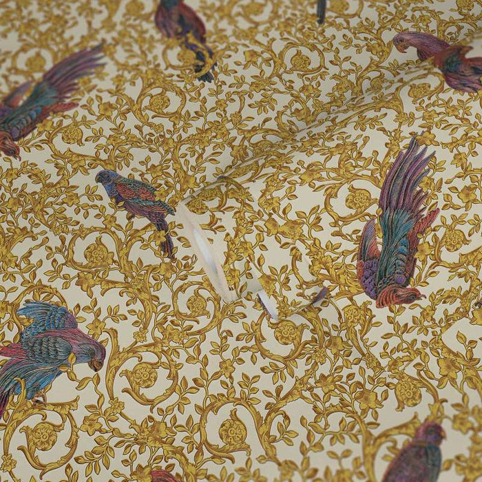 Versace Regal Woodland Wallpaper - Gold - Violet