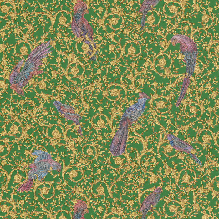 Versace Regal Woodland Wallpaper - Gold/Green