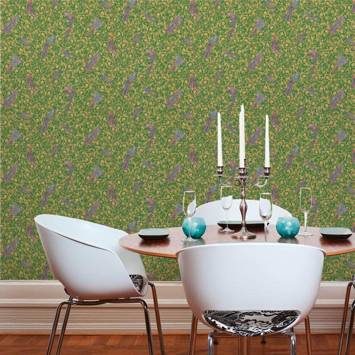 Versace Regal Woodland Wallpaper - Gold/Green