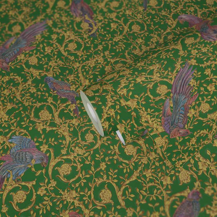 Versace Regal Woodland Wallpaper - Gold/Green