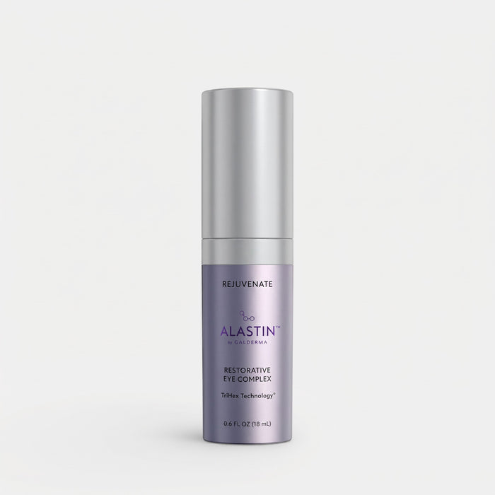Shop Rescue Spa Alastin Restorative Eye Complex anti-aging cream in a purple and silver pump bottle.