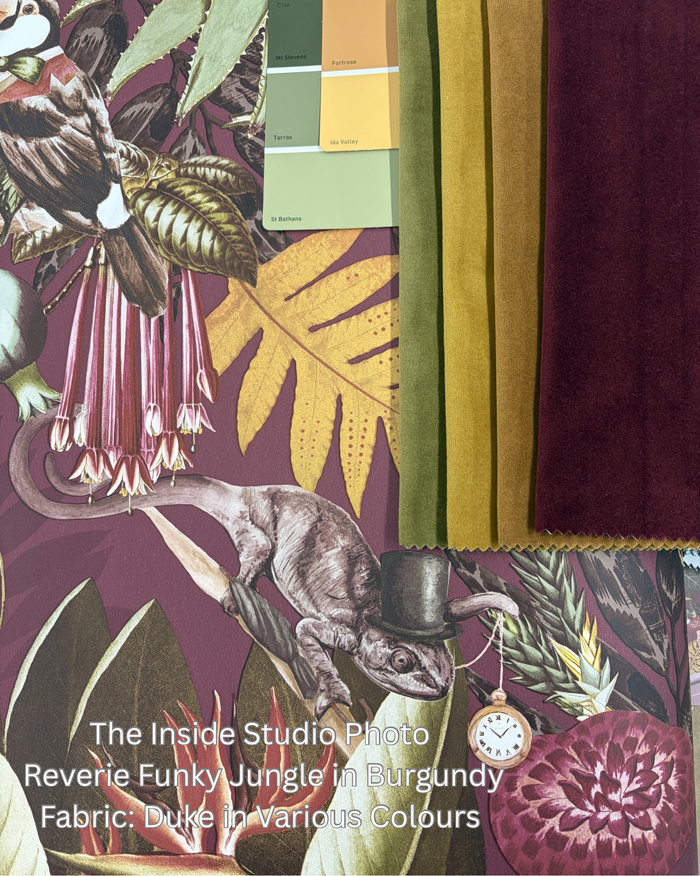 Reverie Funky Jungle Wallpaper – Burgundy