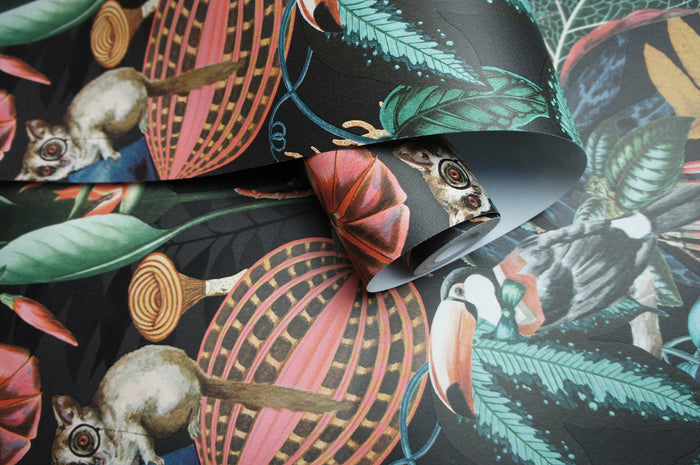 Reverie Funky Jungle Wallpaper – Charcoal/Black
