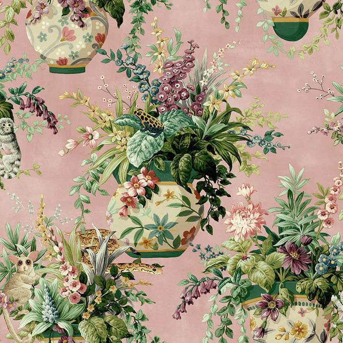 Rivara - Vase and Wildlife Wallpaper - Pink - Discontinuing
