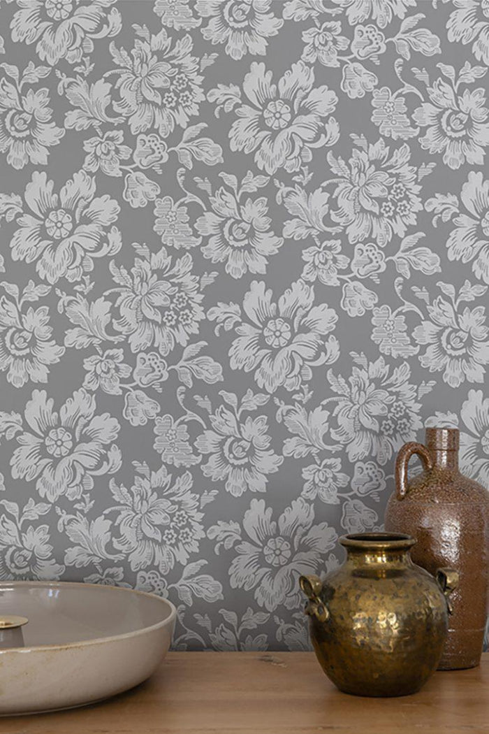 Rococo Wallpaper - Grey