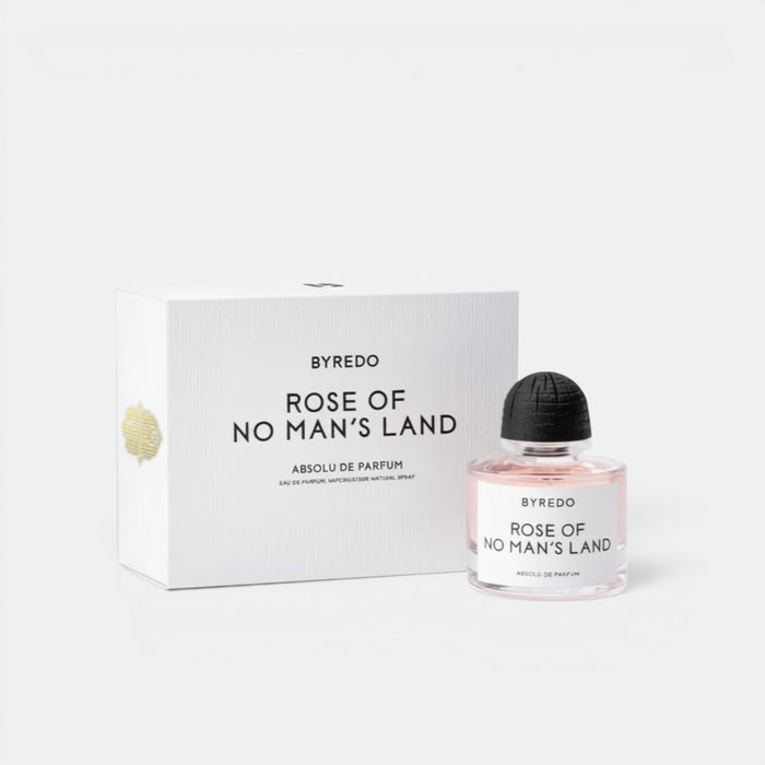 Shop Rescue Spa BYREDO Rose of No Man's Land Absolu de Parfum 50ml bottle with pink rose-scented liquid and black cap.