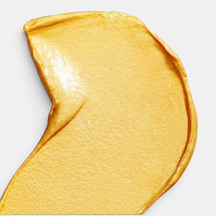 Shop Rescue Spa Russian Amber Imperial Gold Masque showing a rich, shimmering gold cream texture swatch