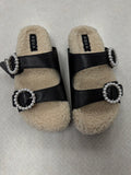Sandals Flats By Aqua In Black & Cream, Size:7.5