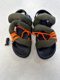 Sandals Flats By Azalea Wang In Green & Orange, Size:8.5