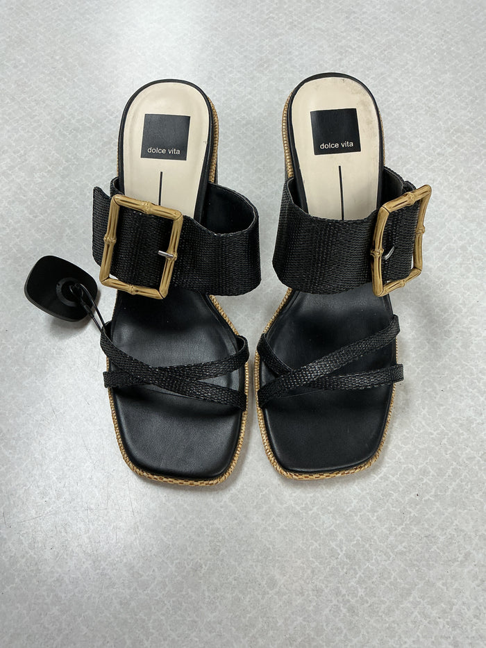 Sandals Heels Block By Dolce Vita In Black & Tan, Size:10