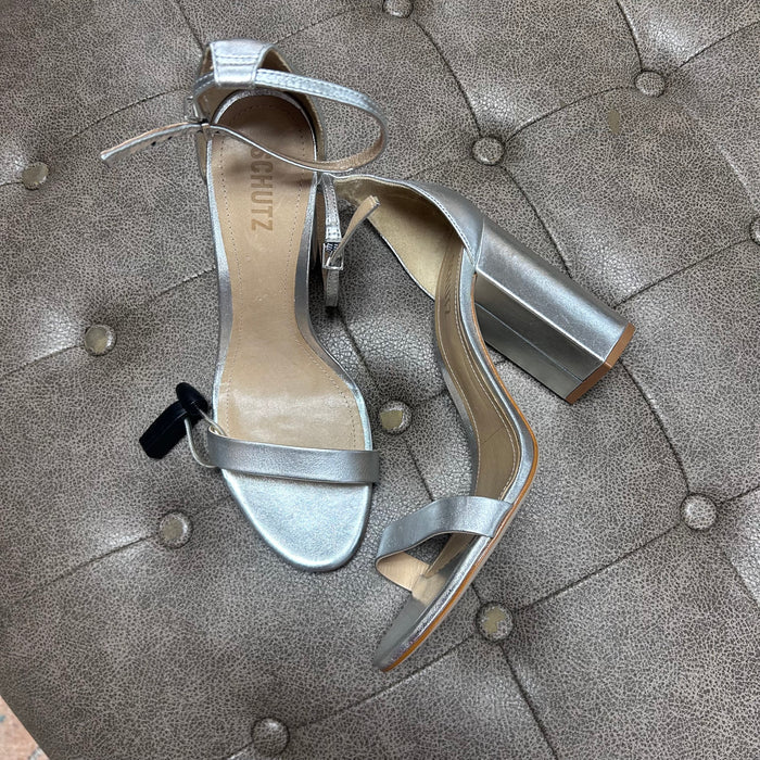 Sandals Heels Block By Schutz In Silver, Size:10