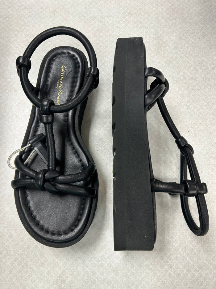 Sandals Heels Platform By Cma In Black, Size:9