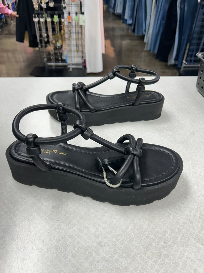 Sandals Heels Platform By Cma In Black, Size:9