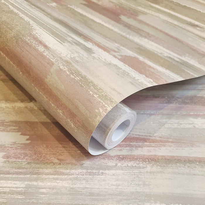 Sasso - Brush Marks Wallpaper - Beige/Coral