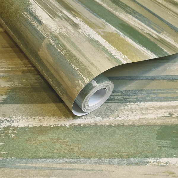 Sasso - Brush Marks Wallpaper - Green/Yellow