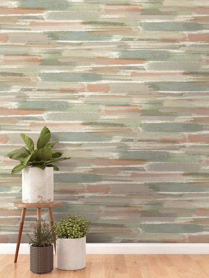 Sasso - Brush Marks Wallpaper - Orange/Blue