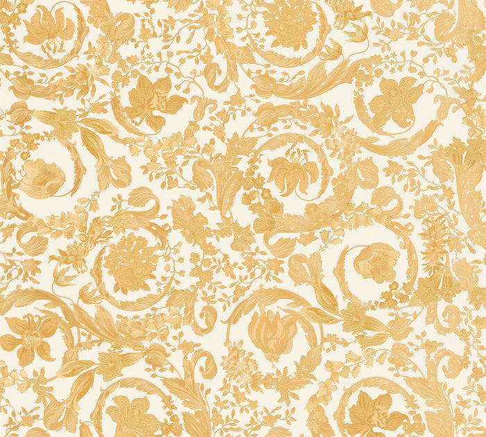 Versace Satin Wallpaper - Cream/Gold
