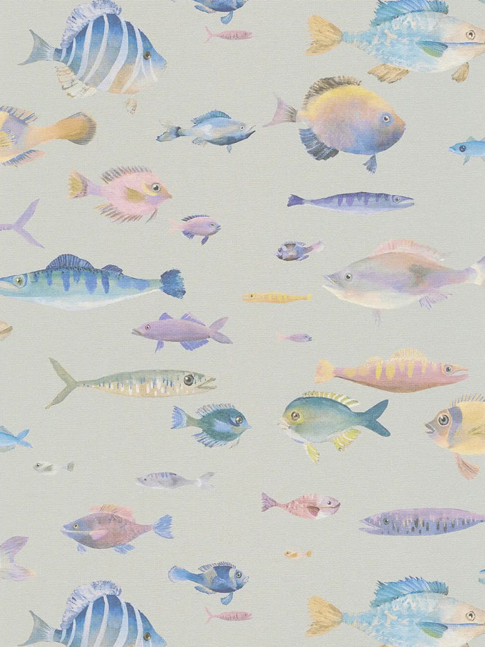 School's Out Fish Wallpaper - Beige