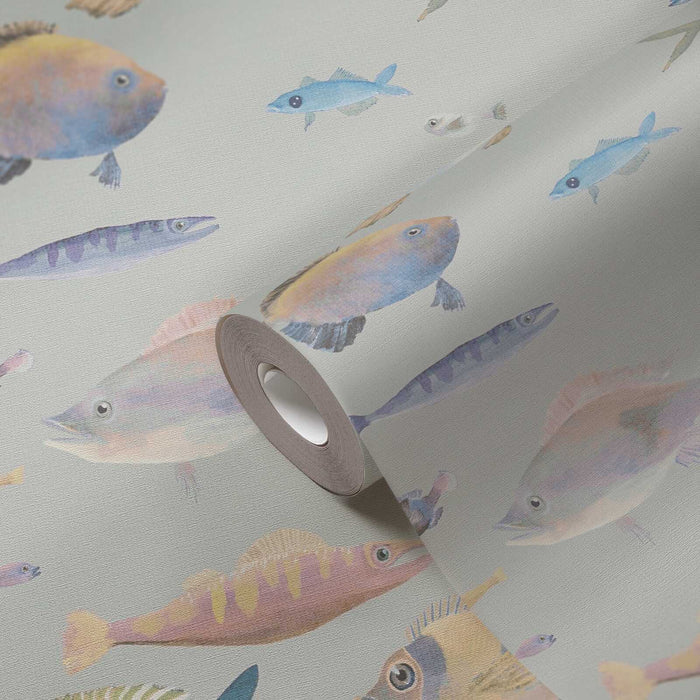 School's Out Fish Wallpaper - Beige
