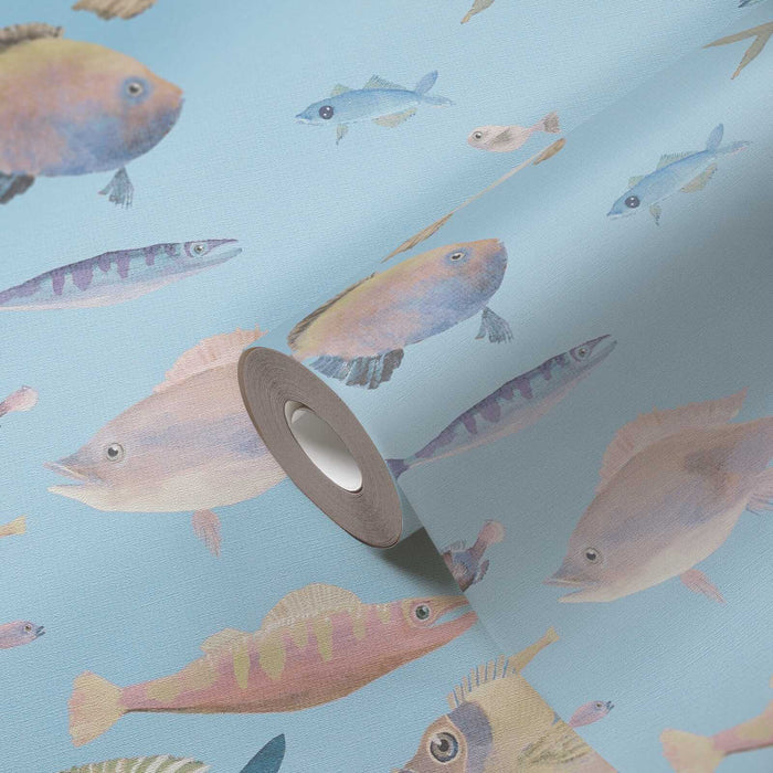 School's Out Fish Wallpaper - Blue