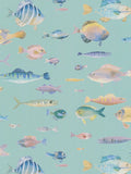 School's Out Fish Wallpaper - Teal