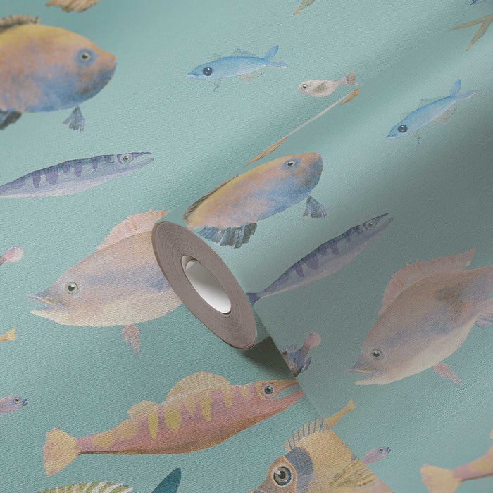 School's Out Fish Wallpaper - Teal