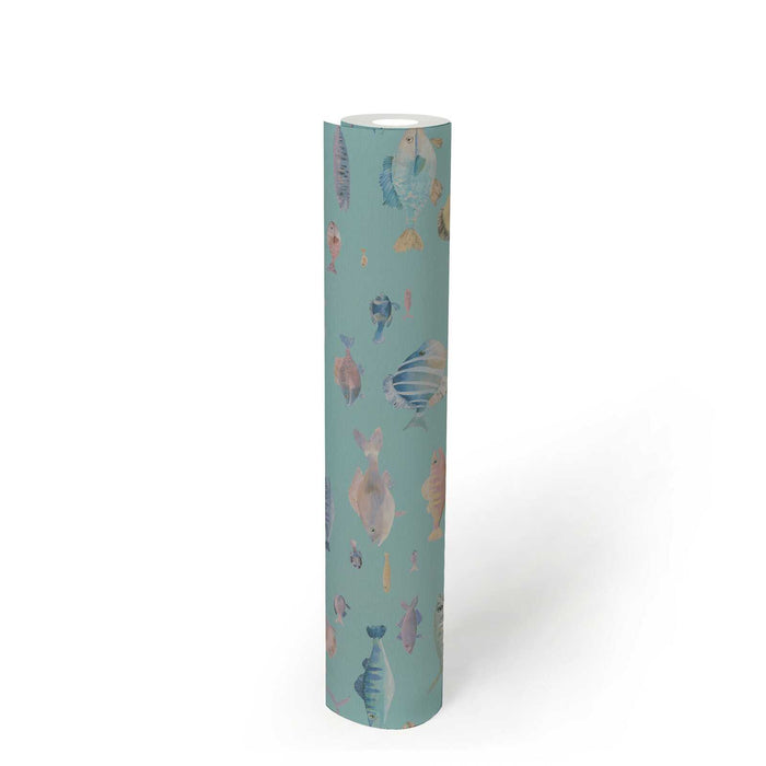 School's Out Fish Wallpaper - Teal