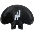Herman Miller Aeron Classic seat height adjustment button knob, black, close-up