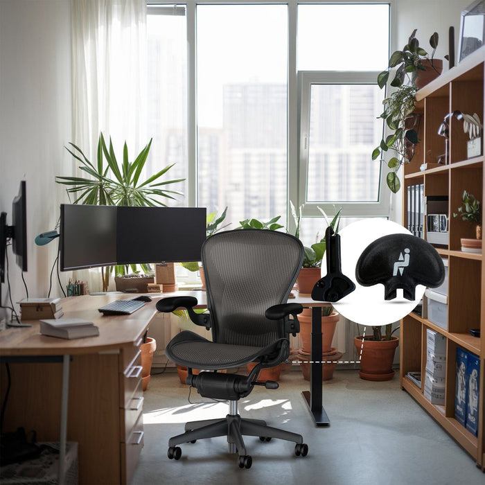 Herman Miller Aeron chair with seat height button knob part in modern office setting