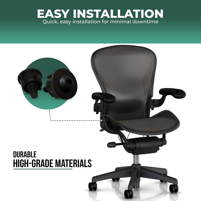 Herman Miller Aeron Classic seat hip pivot bolt screws and office chair on white background