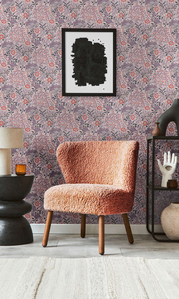 Seaweed Wallpaper - Red/Purple