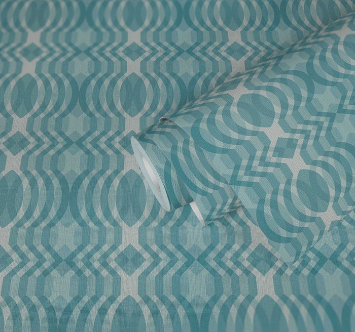Seeing Double Retro Wallpaper - Blue