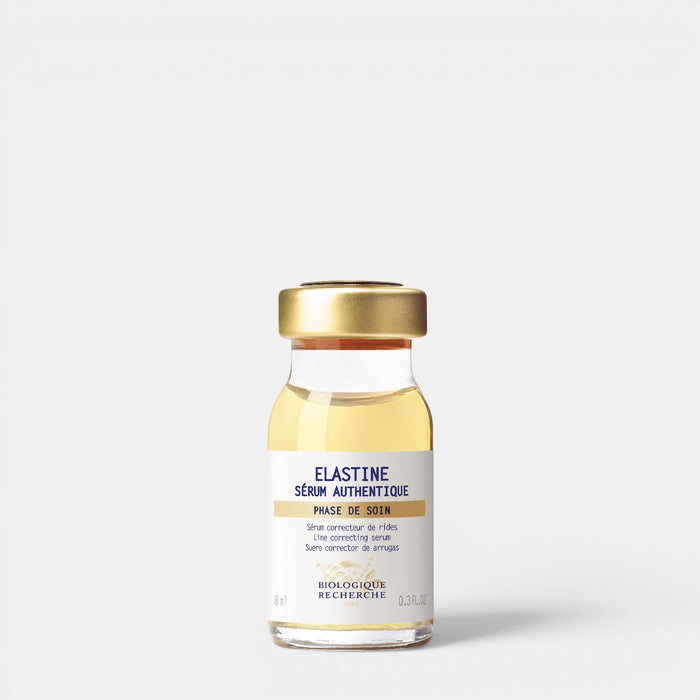 Shop Rescue Spa Biologique Recherche Serum Elastine anti-aging face serum in a small glass vial with gold cap.