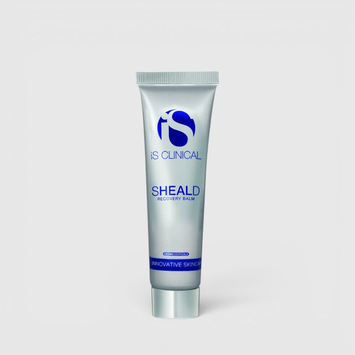 Front-facing product photo of iS Clinical Sheald Recovery Balm on a clean background, showing the balm tube packaging and label.