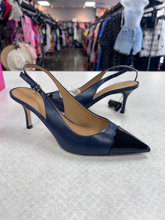 Shoes Designer By Tory Burch In Black & Blue, Size:6