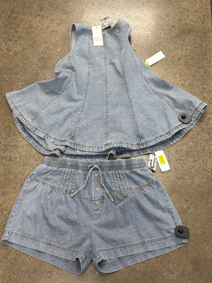 Shorts Set By Vici In Blue Denim, Size:L