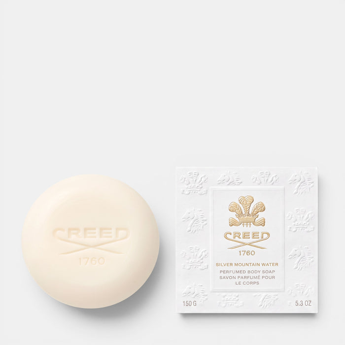 Shop Rescue Spa Creed Silver Mountain Water perfumed soap bar and white embossed packaging box