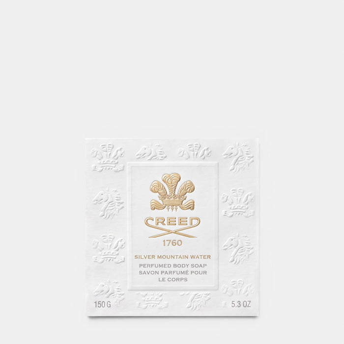 Shop Rescue Spa Creed Silver Mountain Water perfumed soap bar in white embossed packaging with gold logo