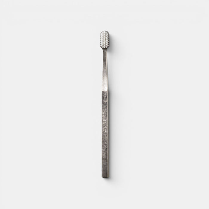 Silver Plated White Bristles Toothbrush
