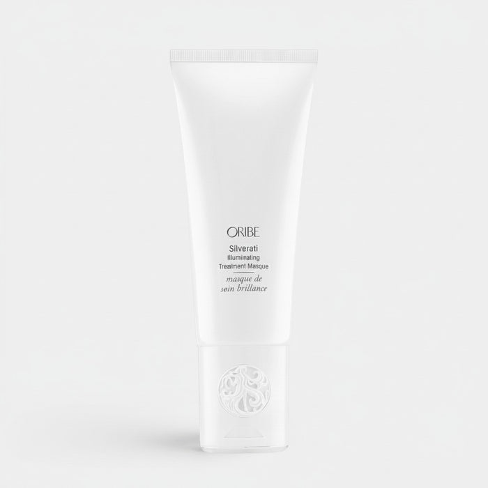Shop Rescue Spa Oribe Silverati Illuminating Treatment Masque in a white 150mL squeeze tube for grey and silver hair.