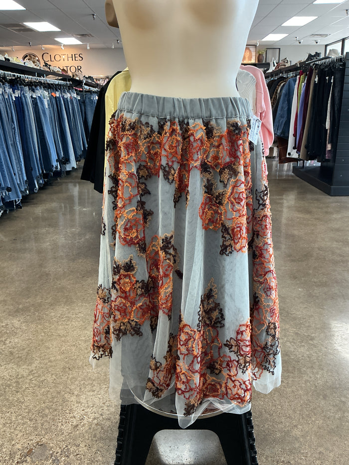 Skirt Midi By Anthropologie In Grey & Orange, Size:Xs