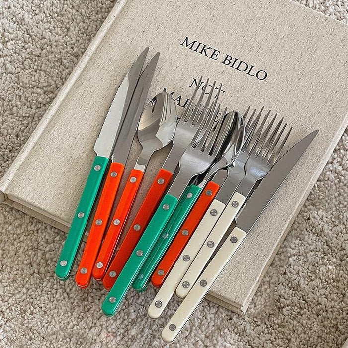 Skol Retro Flatware in Brushed Stainless Steel-Letifly Lights and Decor