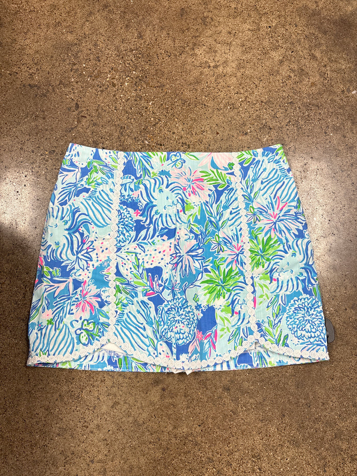 Skort Designer By Lilly Pulitzer In Blue & Green, Size:12
