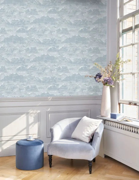 Songe Cloud Wallpaper - Blue/Grey - Discontinuing