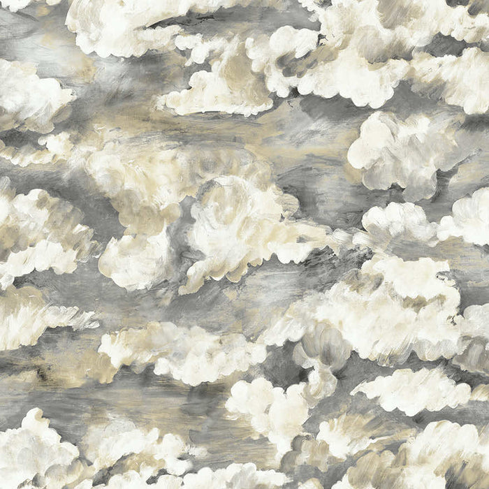 Charcoal sora tranquil cloud wallpaper with soft, painterly drifting clouds — flat pattern detail