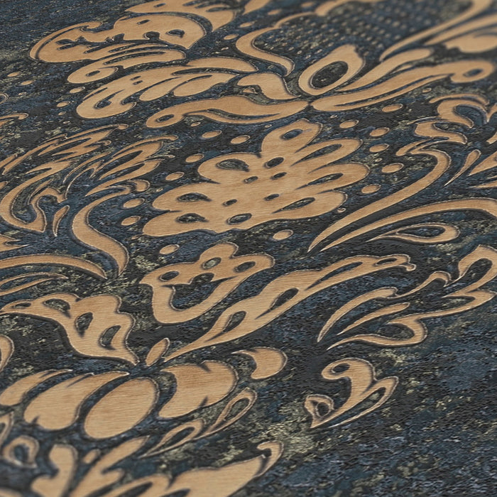 St. Petersberg Baroque Wallpaper - Navy