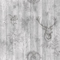 Stag Wood Panel Wallpaper – Grey – Discontinuing