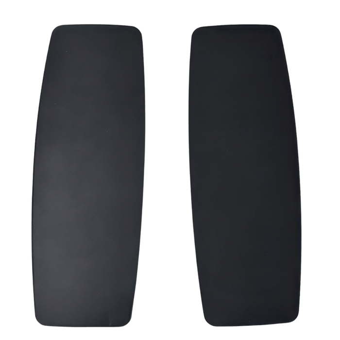 Black Steelcase Leap V2 compatible replacement arm pads pair on white background