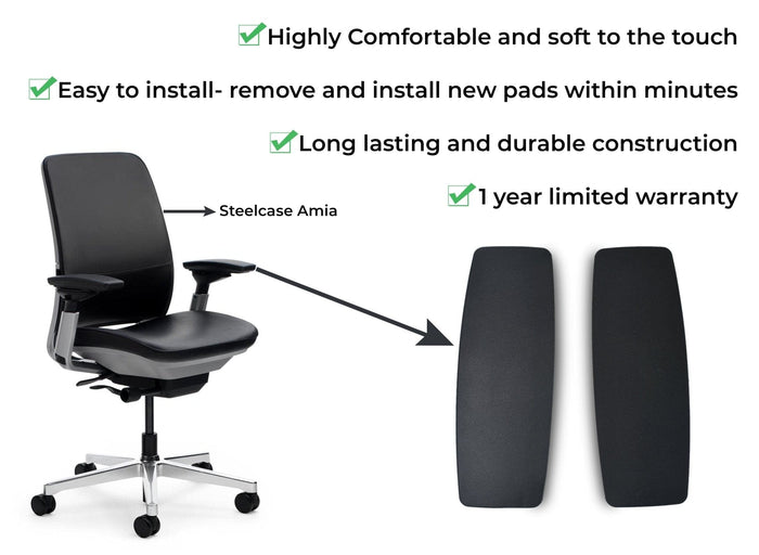 Steelcase Amia office chair with replacement black arm pads, Office Logix Shop parts