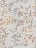 Stockholm Floral Wallpaper - Grey Orange